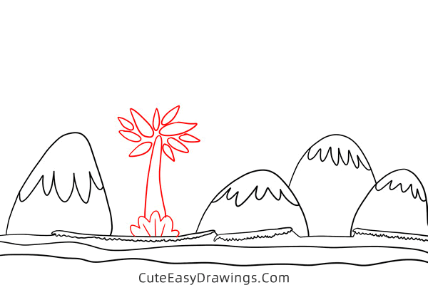 how to draw a mountain landscape - www.cuteeasydrawings.com