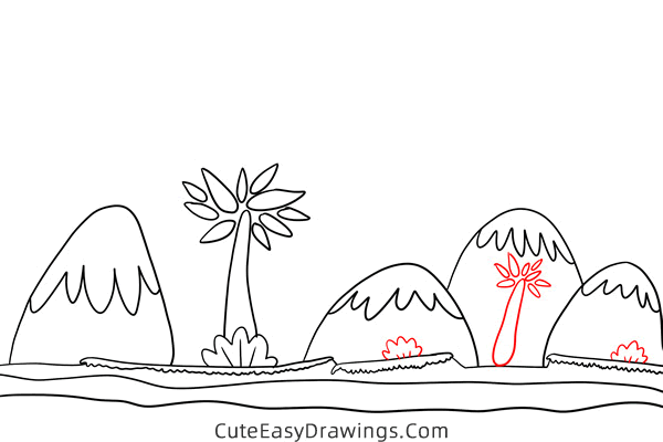 how to draw a mountain landscape - www.cuteeasydrawings.com