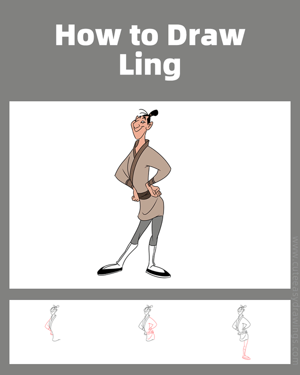 how to draw an ancient chinese man from mulan - www.cuteeasydrawings.com