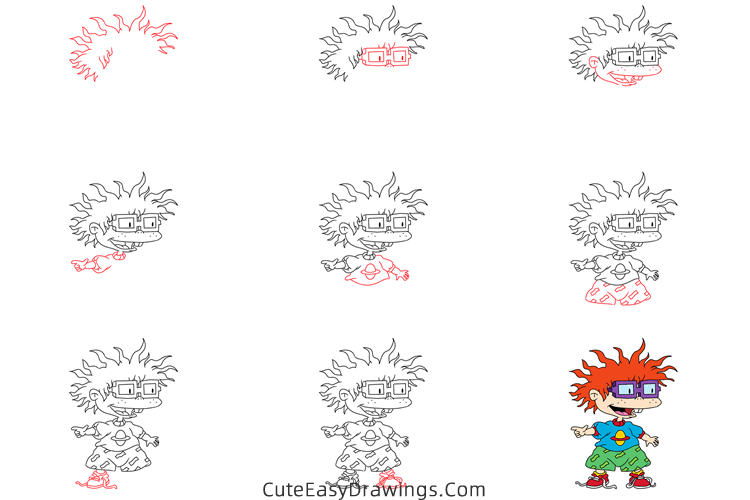 how to draw chuckie finster from rugrats in paris - www.cuteeasydrawings.com