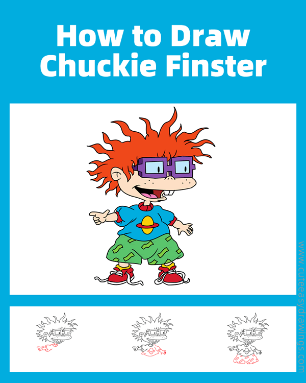 how to draw chuckie finster from rugrats in paris - www.cuteeasydrawings.com