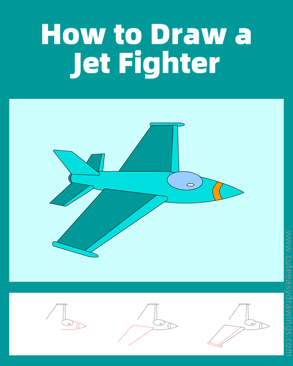 how to draw a jet fighter - www.cuteeasydrawings.com