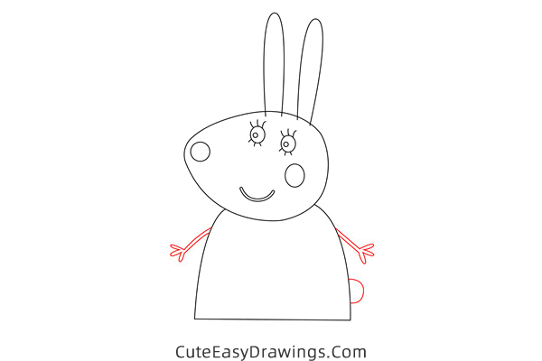 how to draw miss rabbit from peppa pig - www.cuteeasydrawings.com