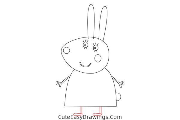how to draw miss rabbit from peppa pig - www.cuteeasydrawings.com