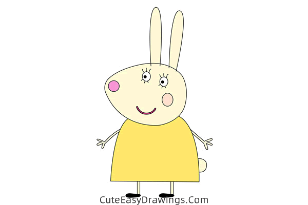 how to draw miss rabbit from peppa pig - www.cuteeasydrawings.com