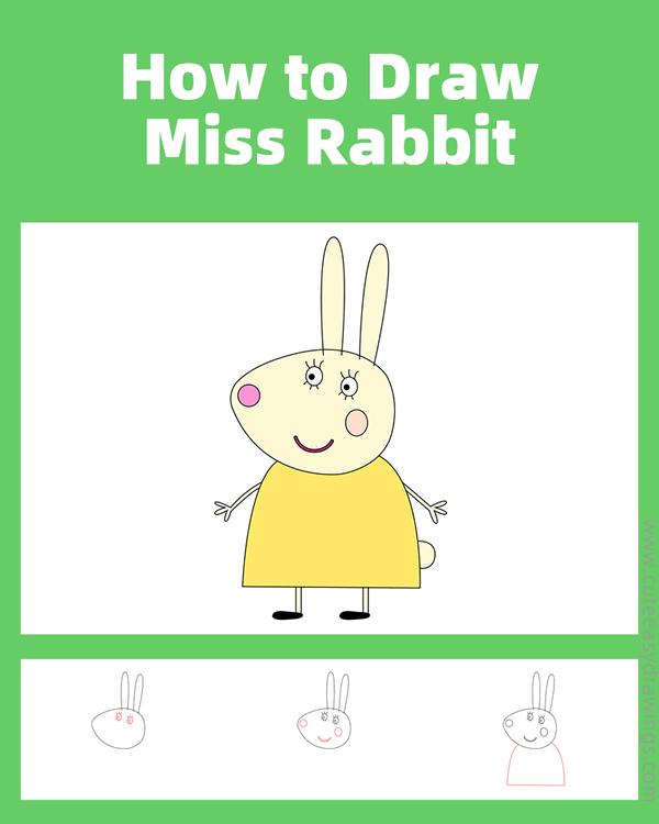 how to draw miss rabbit from peppa pig - www.cuteeasydrawings.com