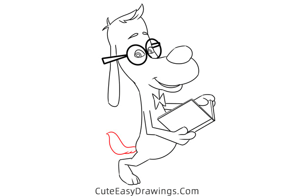how to draw mr peabody with a book - www.cuteeasydrawings.com