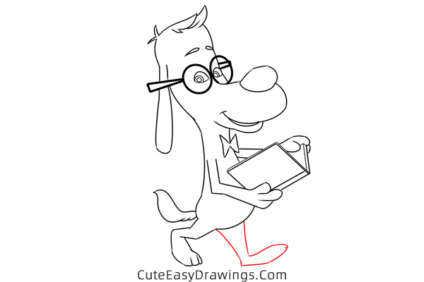 how to draw mr peabody with a book - www.cuteeasydrawings.com