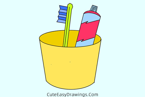how to draw a toothbrush and toothpaste - www.cuteeasydrawings.com
